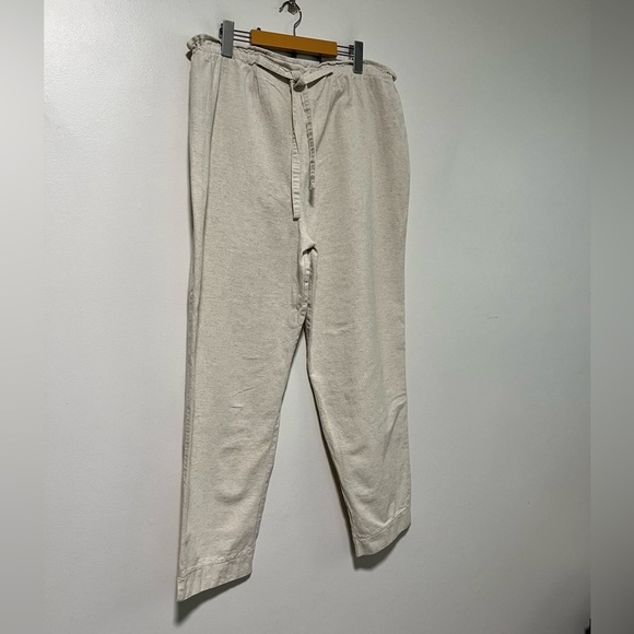 Yessica Women’s Beige Cotton-Linen Blend Relaxed Trousers - Size 42 - Picture 12 of 15